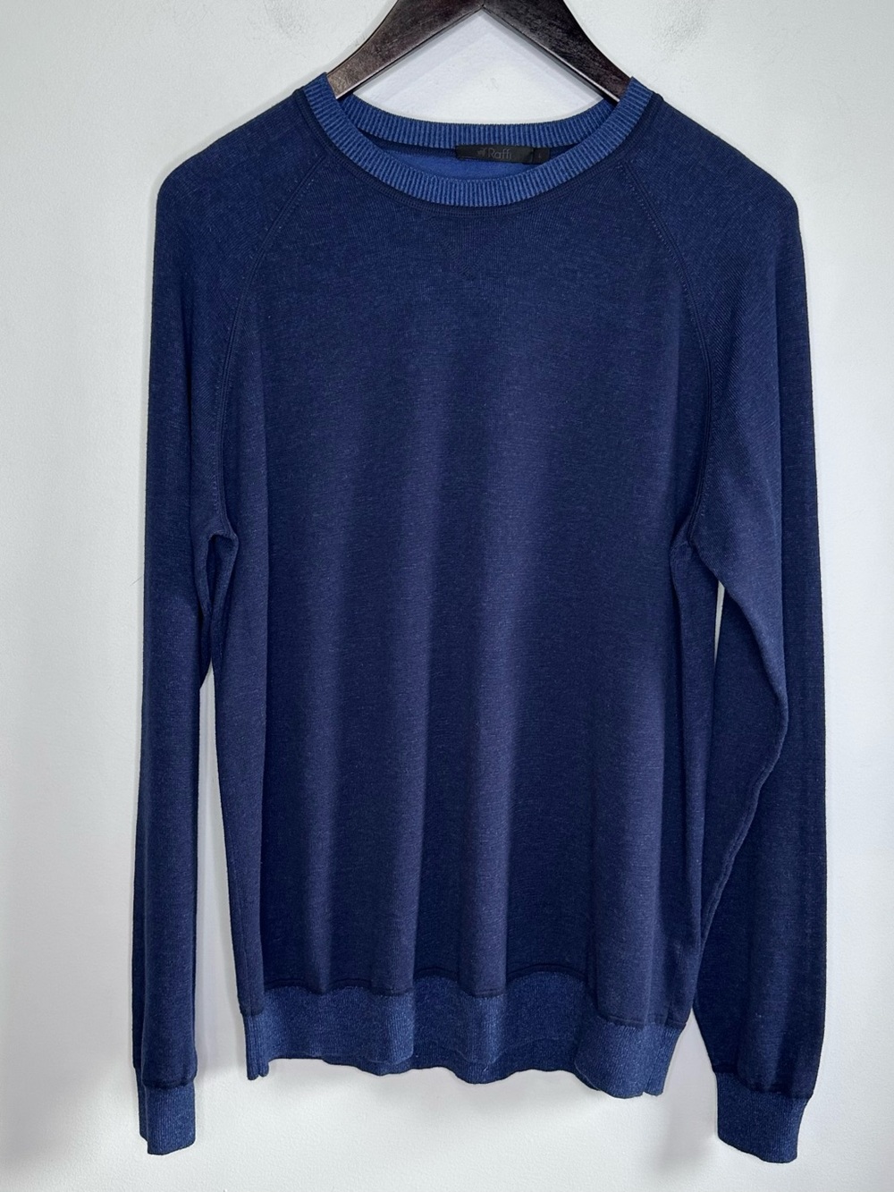 Raffi Men’s Blue 100% Cotton Pullover Crew Neck Sweater